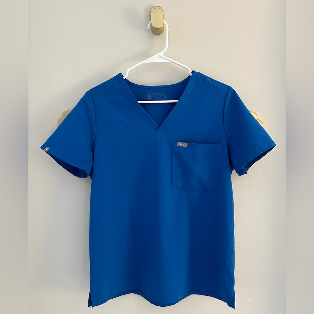 Figs Catarina One Pocket Scrub Top - Royal Blue - Size Medium